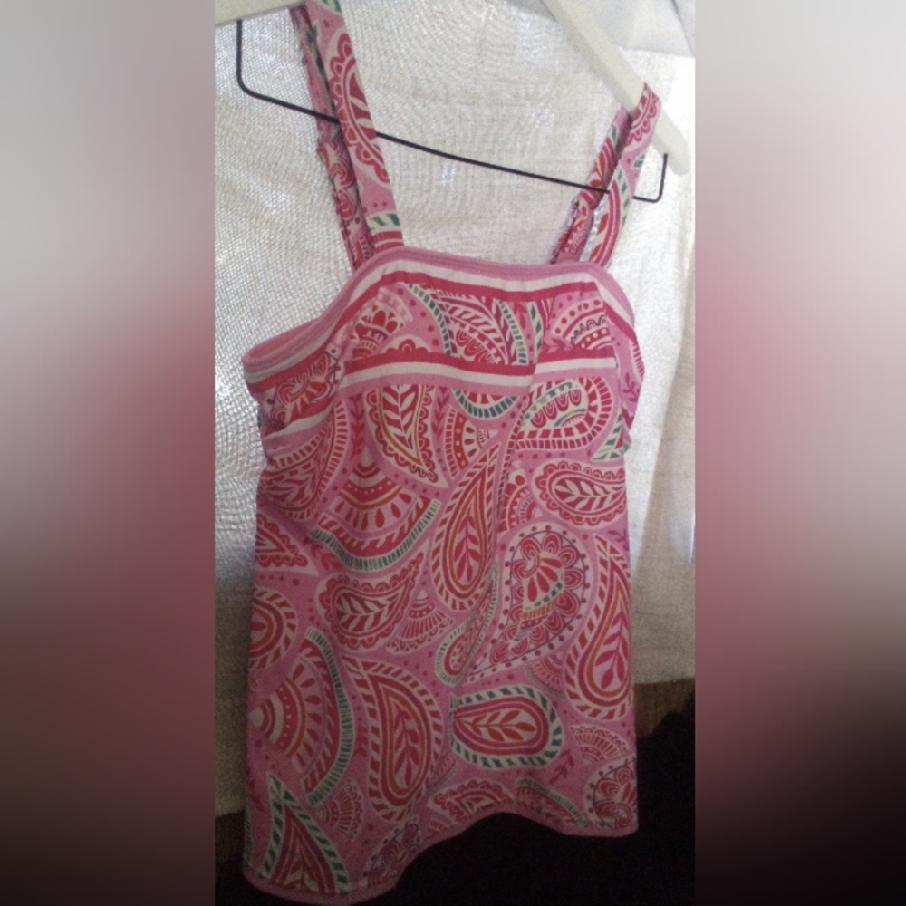 NWOT! Pink Paisley Tankini Top - Picture 2 of 7